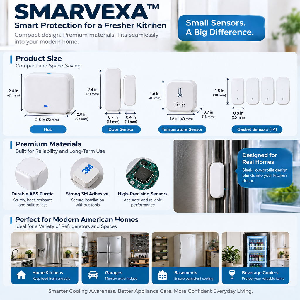 SMARVEXA Smart Refrigerator Door Seal & Cooling Efficiency Monitoring System concept illustration 2